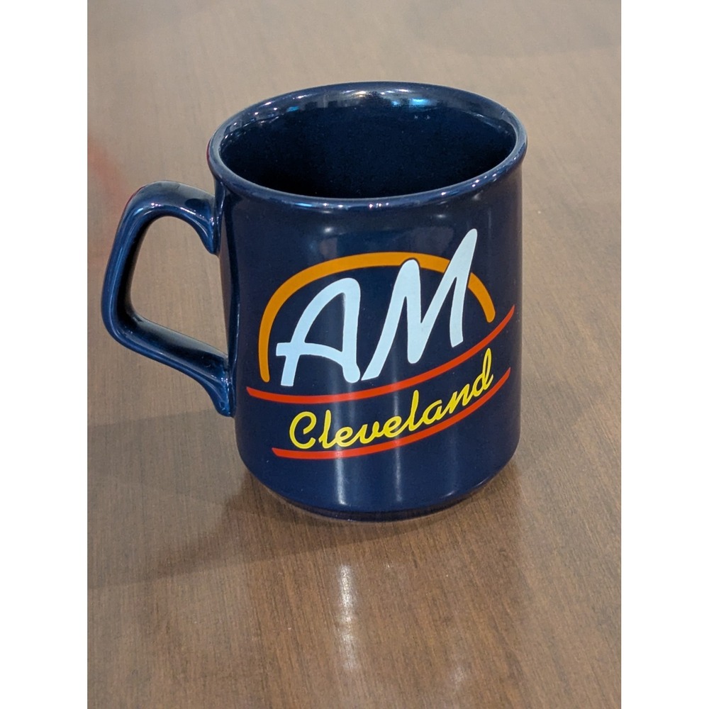 Vintage 80s AM Cleveland WKYC Channel 3 TV Mug Navy Blue Made in England